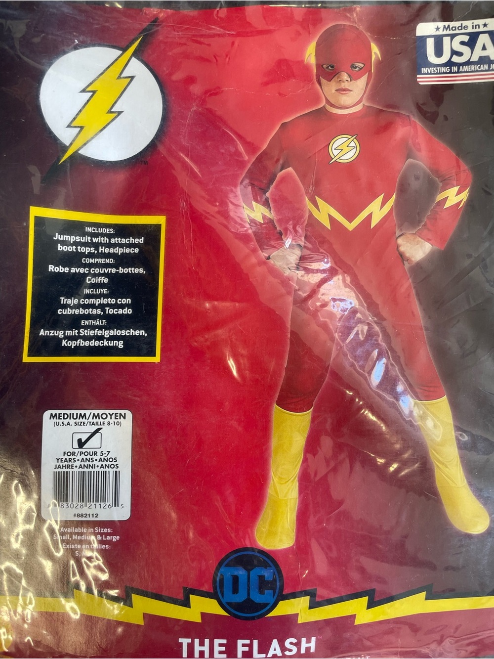 DC Flash Kids Red and Yellow Superhero Costume
